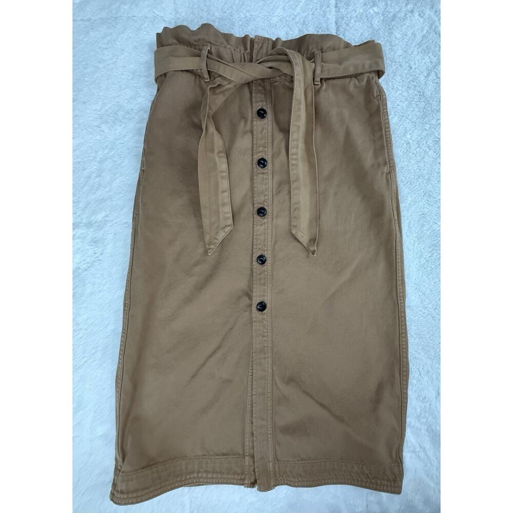 Scotch & Soda High Paperbag Waist Button Front Beige Midi Skirt Belted Medium